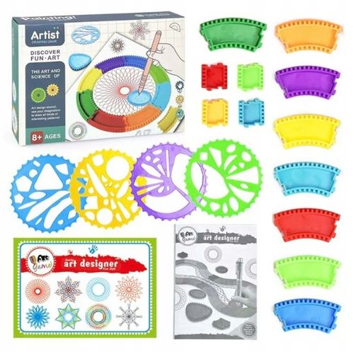 ZESTAW DLA DZIECI DO RYSOWANIA SPIROGRAF KREATYWNA EDUKACYJNA ZABAWA na Arena.pl