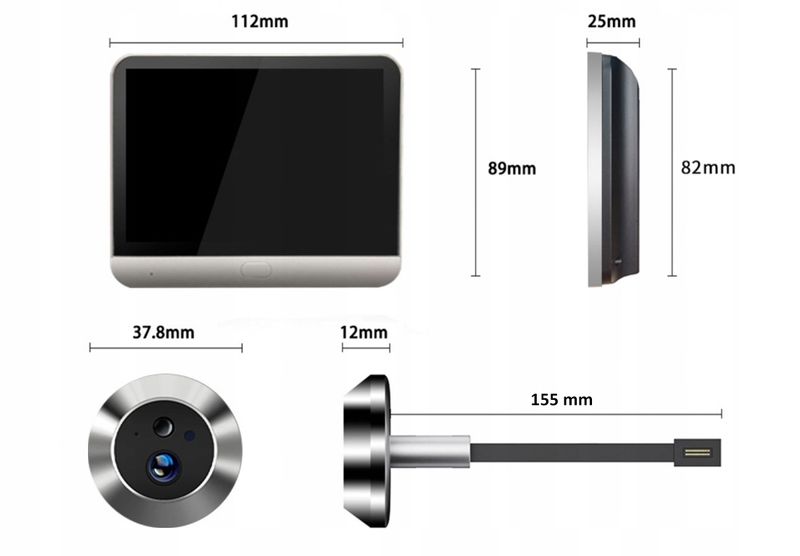 Inteligentny Wizjer Judasz Do Drzwi Kamera 4.3" z Ekranem PIR WiFi TUYA zdjęcie 5