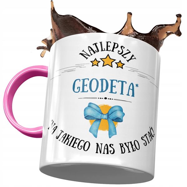 Kubek Różowy Dla Geodety Najlepszy Geodeta Prezent Z Nadrukiem Ze Zdjęciem zdjęcie 1