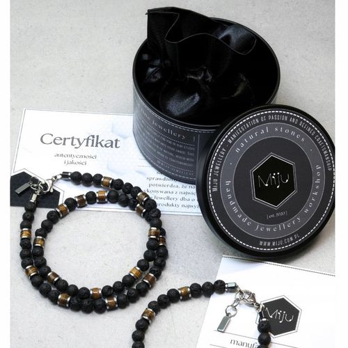 Bransoletka Męska Srebrna Prezent Dla Faceta Prezent Na Święta Lawa Onyks na Arena.pl