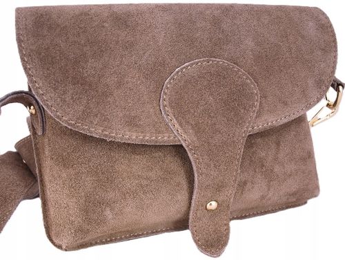 Zamszowa Torebka włoska MOKKA nerka listonoszka MAXI DUŻA WERSJA Pelle na Arena.pl