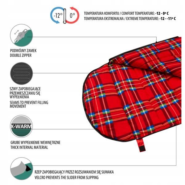 ŚPIWÓR z bawełnianym wypełnieniem ZIMOWY Gruby z kapturem 190cm -12 stopni zdjęcie 8