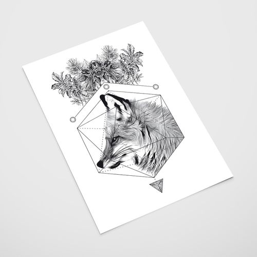 Plakat cyfrowy do wydruku lis geometria na Arena.pl