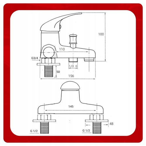 BATERIA WANNOWA STOJĄCA 2-OTWOROWA 145MM MOSIĄDZ RETRO KLASYCZNA NAWANNOWA na Arena.pl