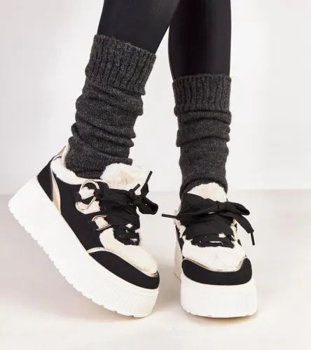 Czarne sneakersy ocieplane na platformie Deena 41 na Arena.pl