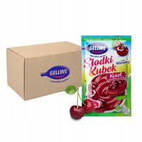 GELLWE Słodki Kisiel z kawałkami owoców smak wiśniowy 28 g x 30 sztuk