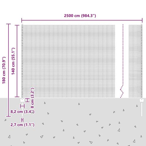 Ogrodzenie z słupkami Srebrny 1.4 x 25 m Stal na Arena.pl