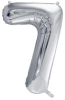 Balon foliowy Cyfra 7, 86cm, srebrny XL