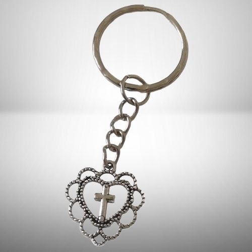 Breloczek Serduszko z Krzyżykiem Krucyfiks Brelok dla Wierzących I Pamiątka na Arena.pl