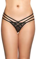 stringi koronkowe softline z diamencikami czarne m/l