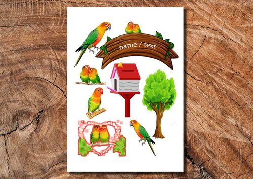 Wydruk cukrowy na tort A4 papuga papugi napis DIY na Arena.pl