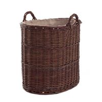Wiklinowy Owalny Kosz Kominkowy Obszyty Jutą 55x35 H50/57 cm