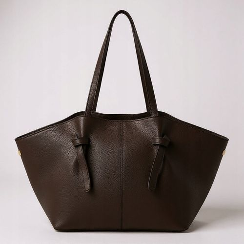 Torebka damska VERA PELLE skórzana SHOPPER ŁÓDKA na ramię BRĄZ CZEKOLADOWY na Arena.pl