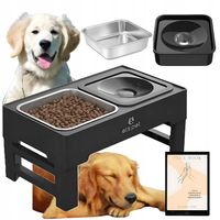 Miska dla Psa Podwójna Niechlapiąca Metalowa Regulowana na Stojaku 2w1