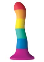 tęczowe silikonowe dildo z mocną przyssawką 15 cm