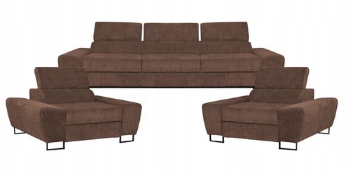 Zestaw mebli wypoczynkowych salonu Savio Sofa 3os fotele brąz na Arena.pl