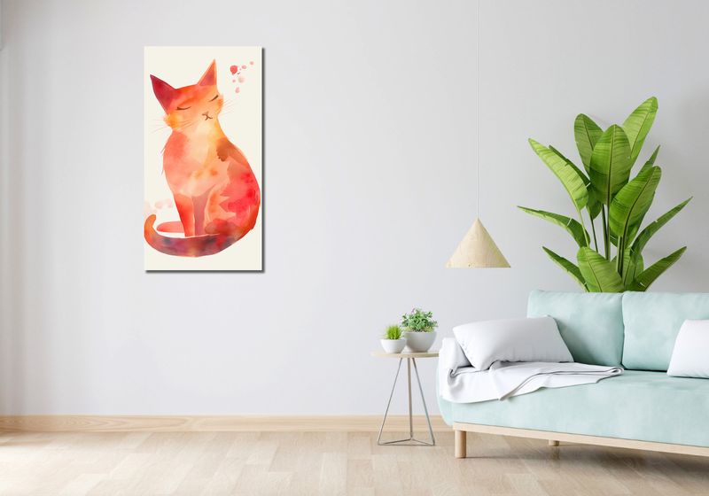 Obraz 50x100cm Akwarelowy Kot zdjęcie 2