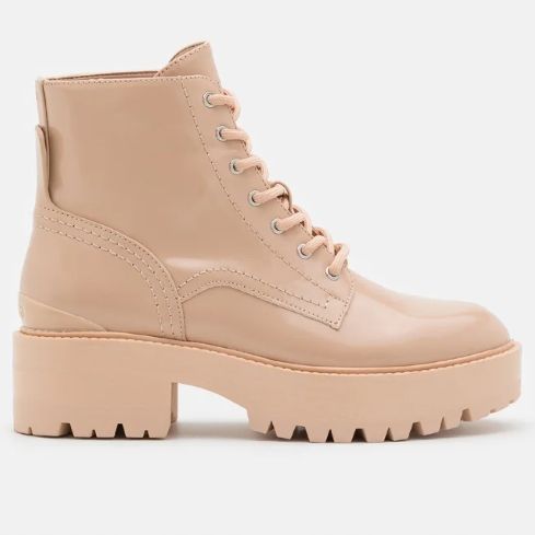 Guess Botki Damskie Workery Folowe Beżowe Sznurowane Na Platformie 38 na Arena.pl