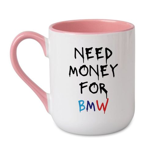 KUBEK "NEED MONEY FOR BMW" Wzór - Elegant Coffee Różowy 330 ml na Arena.pl