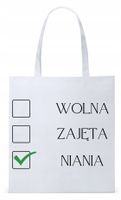Torba Biała Eco Shopper Dla Niani Opiekunki Z Nadrukiem Ze Zdjęciem