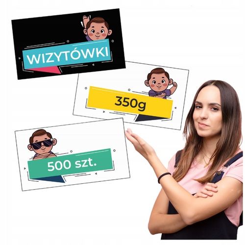 Wizytówki DWUSTRONNE 500 szt. GRUBE 350 g PREMIUM + GRATIS na Arena.pl
