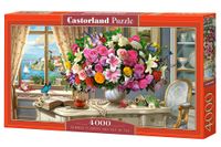 PUZZLE 4000 SUMMER FLOWERS AND CUP OF TEA CASTOR