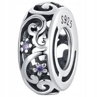 CHARMS KWIATY srebro 925 koralik beads ażurowy zawieszka charms pr 925