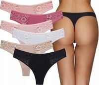 Majtki Stringi figi damskie bawełniane koronkowe seksowne zestaw SEXI