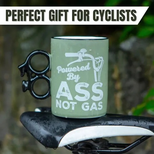 Kubek Rowerowy "Powered By Ass Not Gas" - Prezent dla Rowerzysty 530 ml na Arena.pl