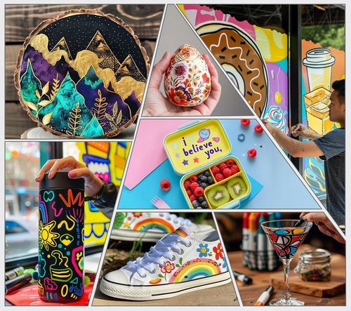 MARKERY AKRYLOWE 24 KOLORY PISAKI FLAMASTRY DO KAMIENI DREWNA TKANIN SZKŁA na Arena.pl