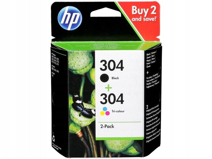 Zestaw tuszów HP 304 Instant Ink Czarny 2 ml, Kolorowy 2 ml 3JB05AE zdjęcie 1