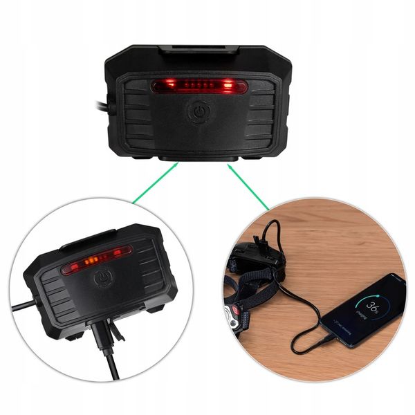 ZESTAW LATARKA CZOŁOWA + AKUMULATORY + OPASKA CZOŁÓWKA LED USB C POWER zdjęcie 2