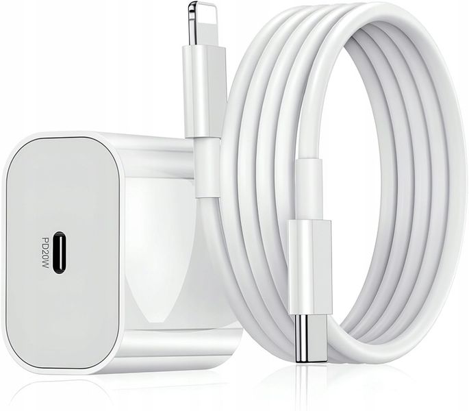 SZYBKA ŁADOWARKA DO IPHONE KOSTKA 20W + KABEL 1M / USB-C - IPHONE LIGHTING zdjęcie 7
