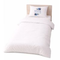 Komplet Białej Pościeli z Nadrukiem 160x200 Prezent na Dzień Dziadka