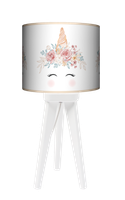 Lampa stołowa - trójnóg drewniana mała - Floral Unicorn