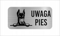 GRAWER Tabliczka nierdzewna laminat 20x10 UWAGA PIES DOBERMAN