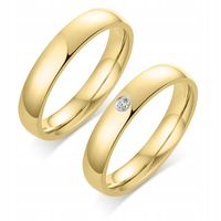 KO18 ZŁOTE OBRĄCZKI ŚLUBNE KLASYCZNE STAL 316 PARA