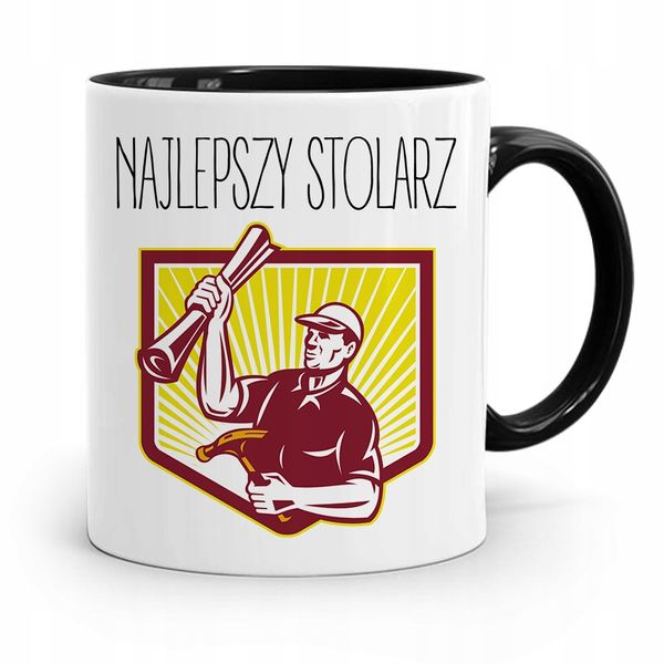 Kubek Czarny Prezent Stolarza Najlepszy Stolarz Z Nadrukiem Ze Zdjęciem zdjęcie 1