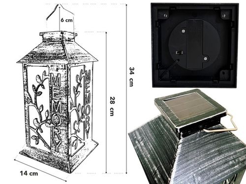 LATARENKA ZNICZ SOLARNY MEMORY PAMIĘĆ lampion LED NA GRÓB CMENTARZ lampka na Arena.pl