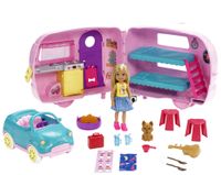 Lalka Barbie Chelsea Auto kabriolet FXG90 Kamper Piesek Samochód