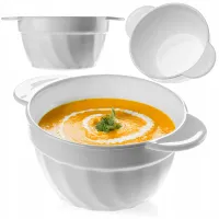 BULIONÓWKA AGNES 700 ML OPALOWA Z UCHWYTAMI MISKA OBIADOWA DO ZUPY KREMU