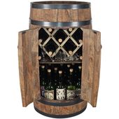 Szafka barowa beczka drewniana minibar z drzwiczkami wenge leżak wino