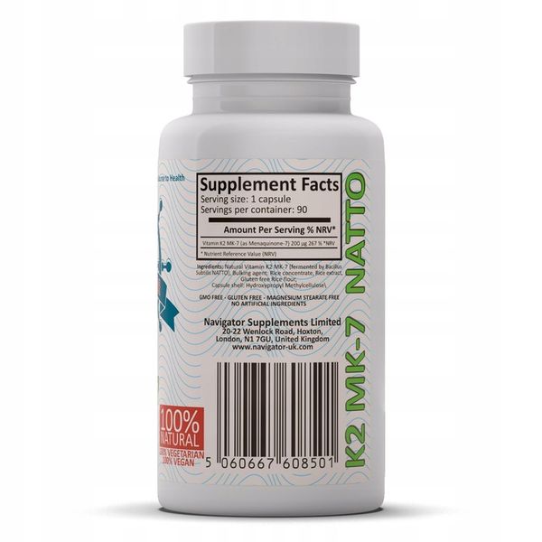 Suplement diety Navigator Supplements witamina k2 200 mcg kapsułki 90 szt. zdjęcie 6