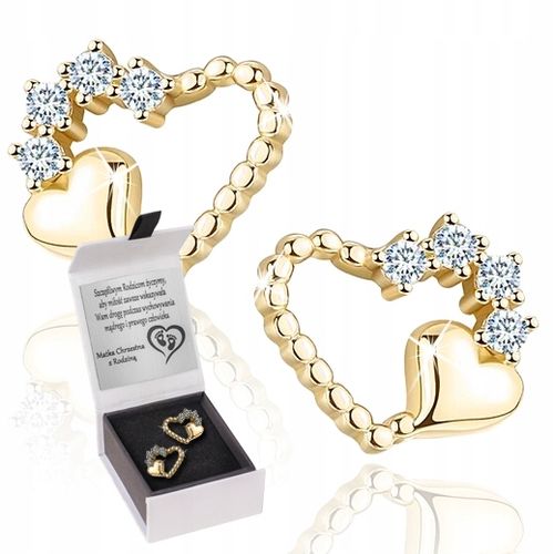 ZŁOTE KOLCZYKI DLA DZIEWCZYNKI SERCA SREBRO POZŁACANE GRAWER NA KOMUNIĘ na Arena.pl