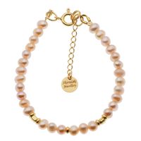 Bransoletka - Perły hodowane różowe i srebro złocone