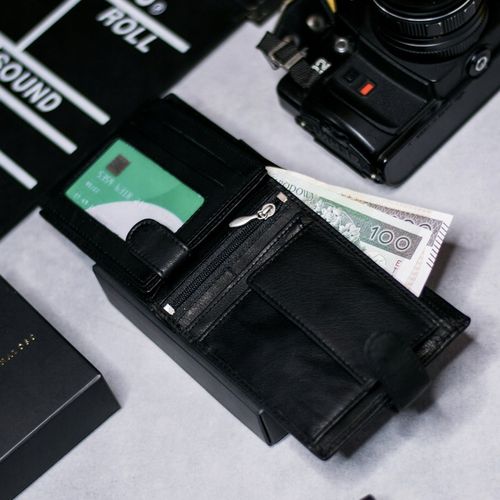 SEPHER Portfel 100% Skórzany Męski CZARNY zatrzask na Arena.pl