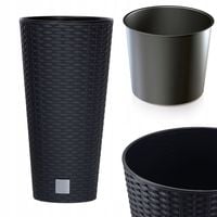 Doniczka Wysoka Ratan Z Wkładem Antracyt Donica Osłonka Z Wkładem