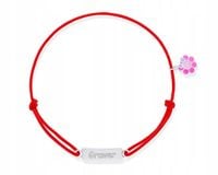 Bransoletka na Sznurku Dla Dziewczynki Blaszka + Grawer Kwiatek Srebro 925