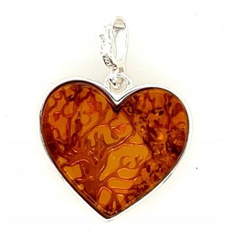 Wisiorek srebrny z bursztynem ORYGINALNA ZAWIESZKA ze srebra serce FILM na Arena.pl