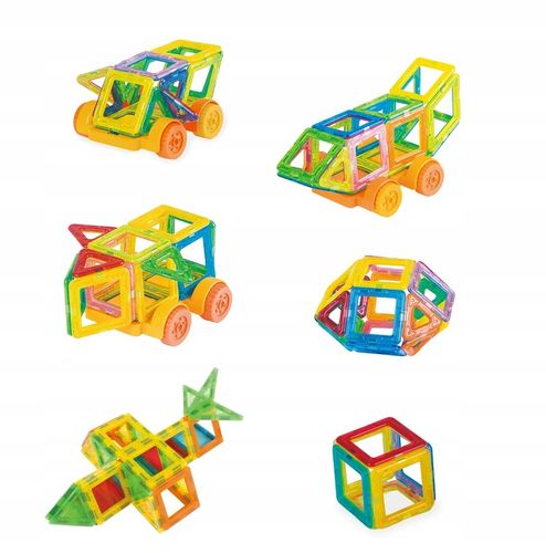 KLOCKI MAGNETYCZNE KONSTRUKCYJNE 3D ZESTAW 128 ELEMENTÓW DLA DZIECKA na Arena.pl